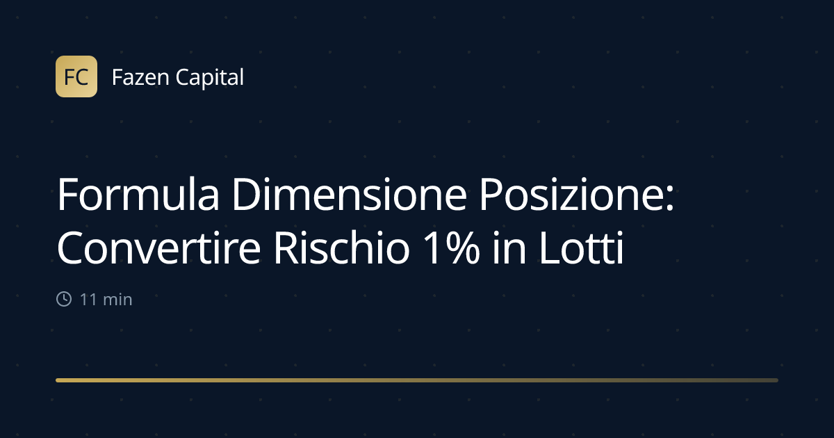 Formula Dimensione Posizione: Convertire Rischio 1% in Lotti Esatti