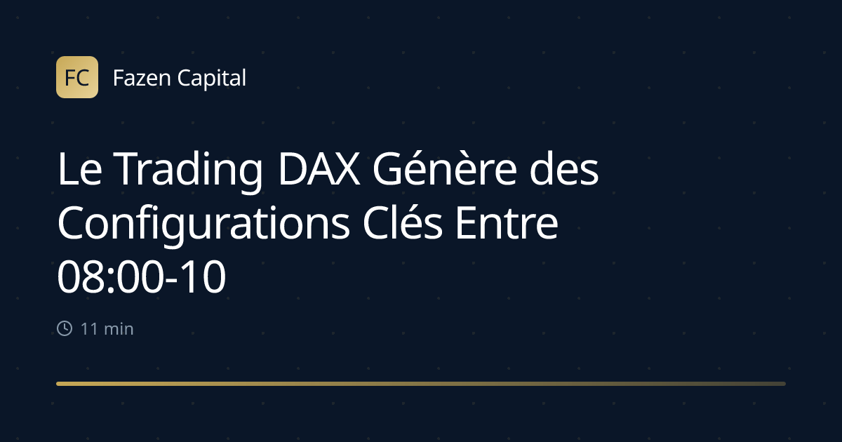 Le Trading DAX Génère des Configurations Clés Entre 08:00-10:00 GMT
