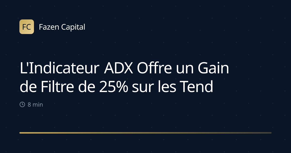 L'Indicateur ADX Offre un Gain de Filtre de 25% sur les Tendances EUR/USD