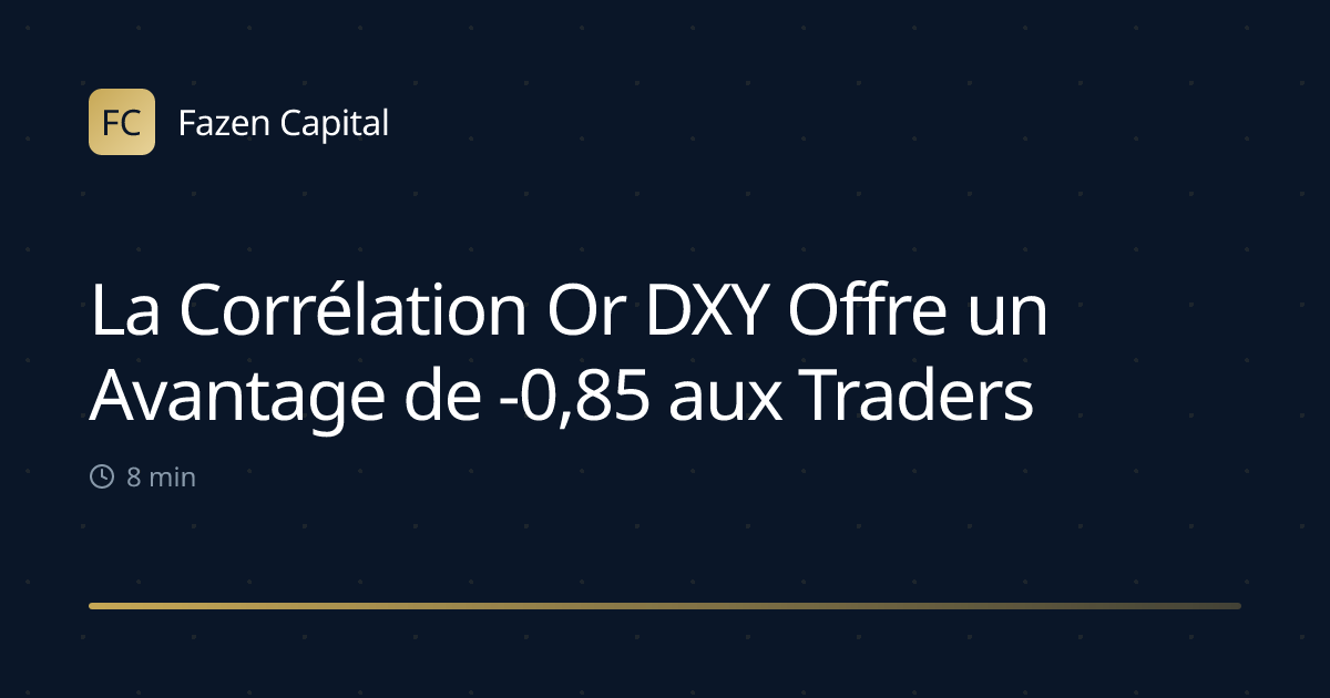 La Corrélation Or DXY Offre un Avantage de -0,85 aux Traders